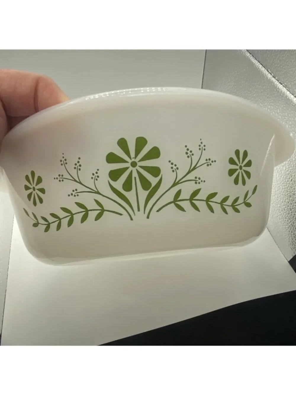 Glasbake Green Daisy 1.5 Quart Casserole Dish & Lid 9